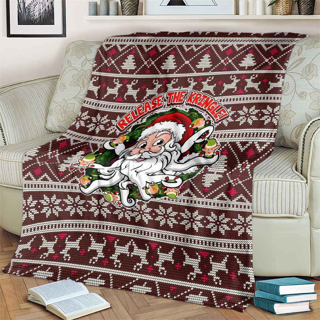 Funny Santa Claus Release The Kringle Christmas Blanket Xmas Holiday Patterns - Wonder Print Shop