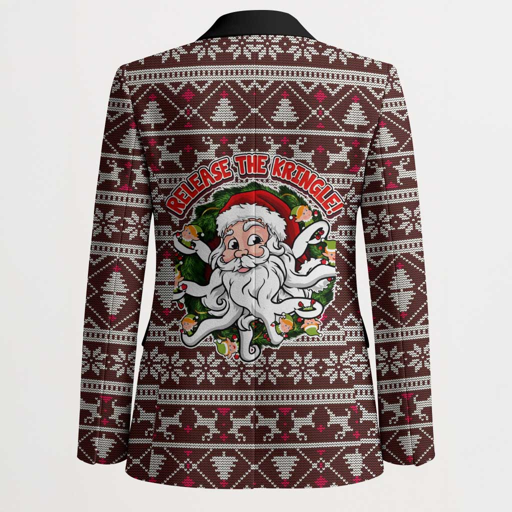 Funny Santa Claus Release The Kringle Christmas Blazer Xmas Holiday Patterns - Wonder Print Shop