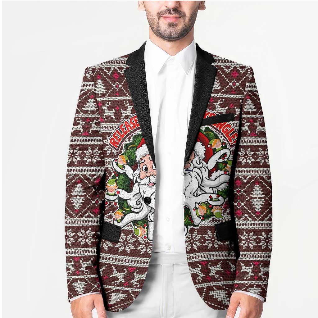 Funny Santa Claus Release The Kringle Christmas Blazer Xmas Holiday Patterns - Wonder Print Shop