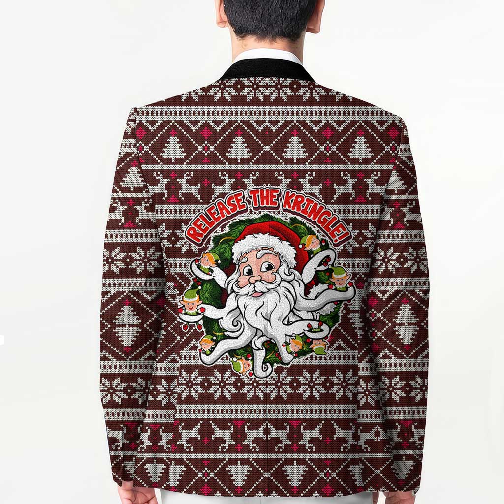 Funny Santa Claus Release The Kringle Christmas Blazer Xmas Holiday Patterns - Wonder Print Shop