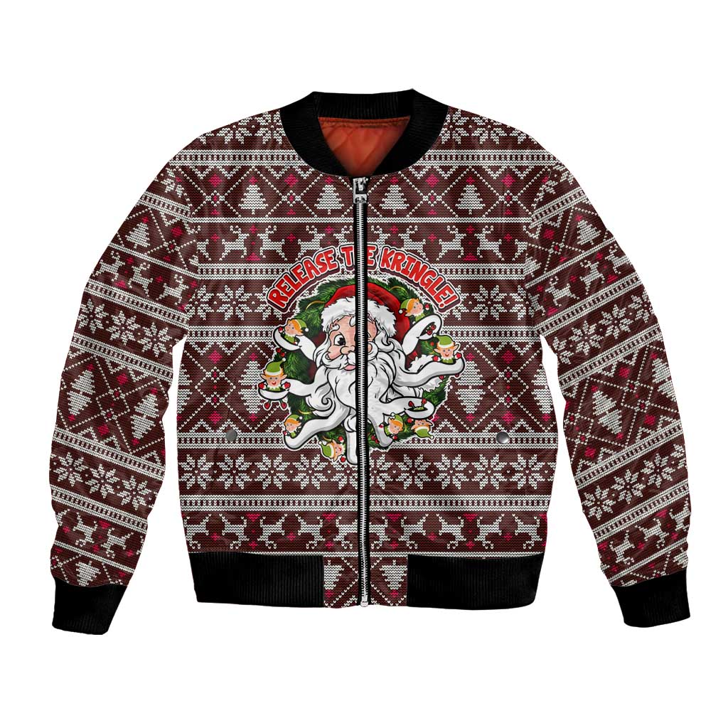 Funny Santa Claus Release The Kringle Christmas Bomber Jacket Xmas Holiday Patterns - Wonder Print Shop