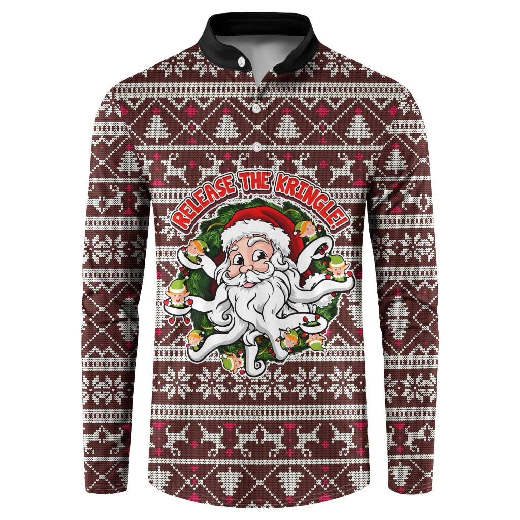Funny Santa Claus Release The Kringle Christmas Button Sweatshirt Xmas Holiday Patterns - Wonder Print Shop