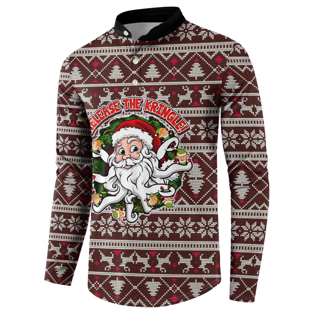 Funny Santa Claus Release The Kringle Christmas Button Sweatshirt Xmas Holiday Patterns - Wonder Print Shop