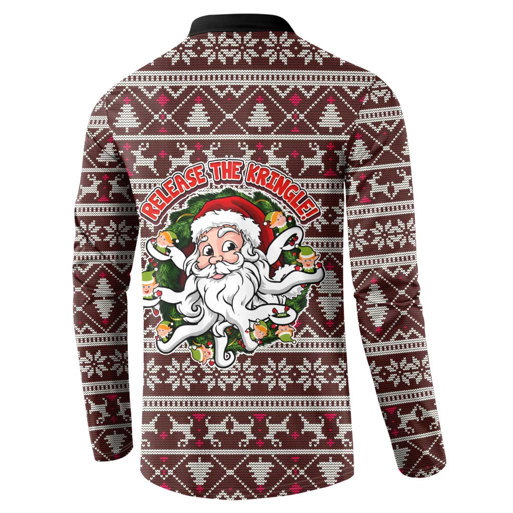 Funny Santa Claus Release The Kringle Christmas Button Sweatshirt Xmas Holiday Patterns - Wonder Print Shop