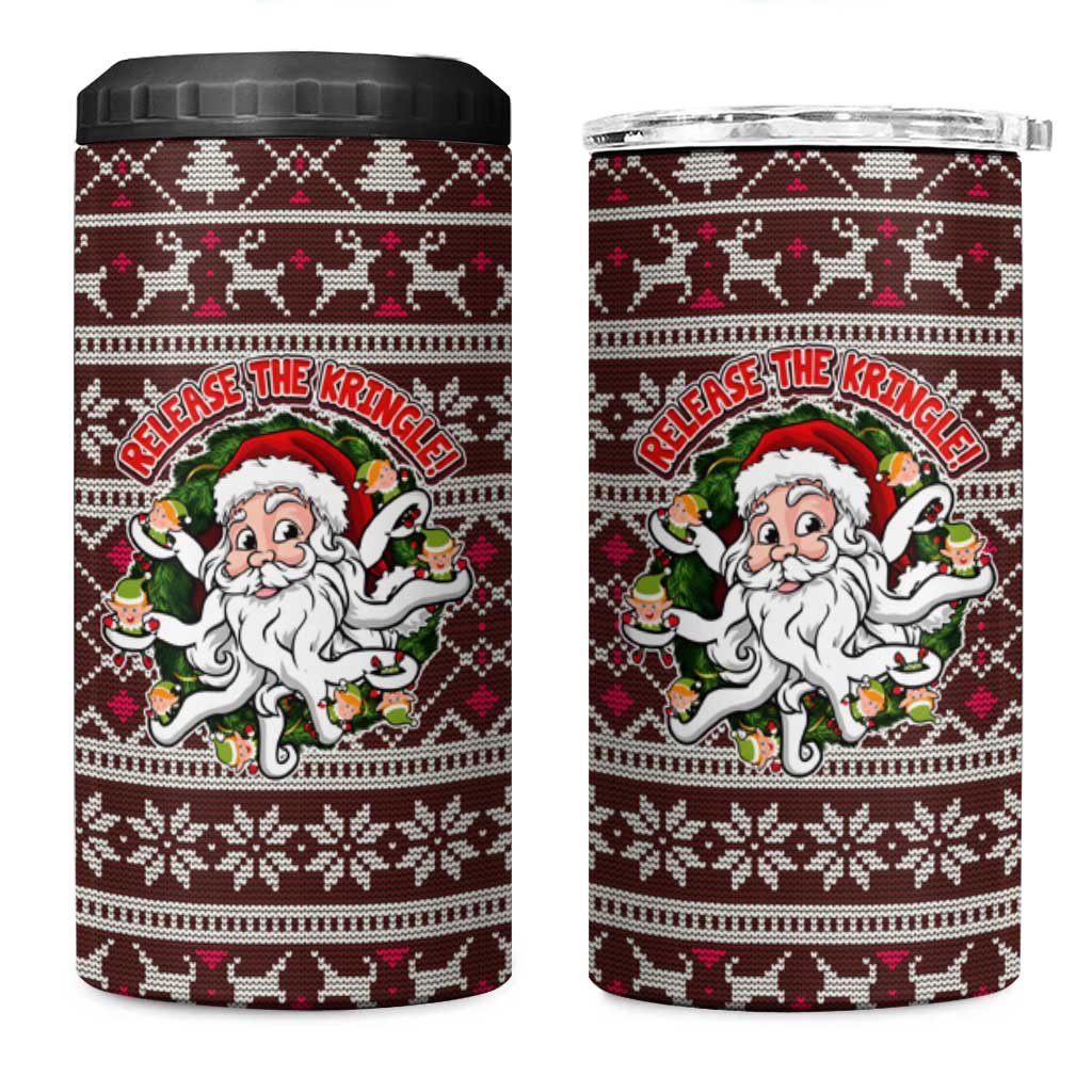 Funny Santa Claus Release The Kringle Christmas 4 in 1 Can Cooler Tumbler Xmas Holiday Patterns - Wonder Print Shop