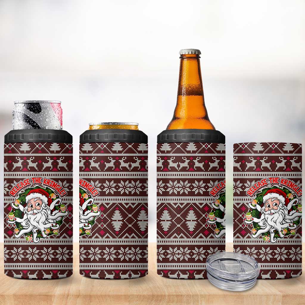 Funny Santa Claus Release The Kringle Christmas 4 in 1 Can Cooler Tumbler Xmas Holiday Patterns - Wonder Print Shop