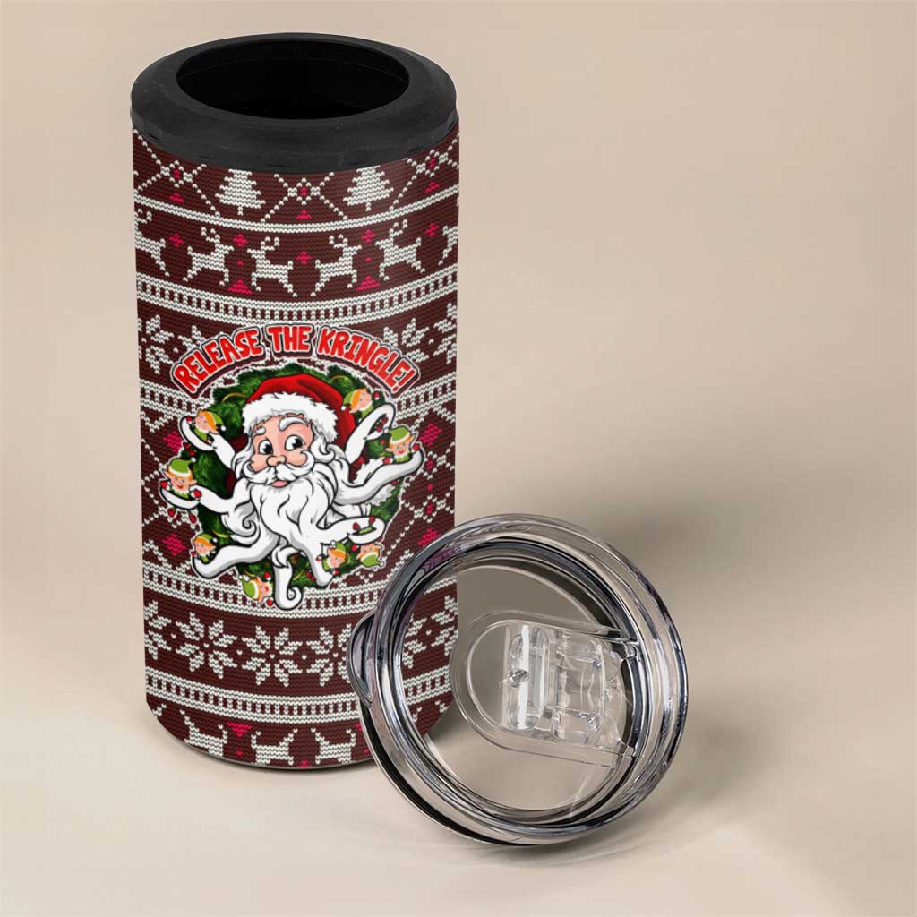 Funny Santa Claus Release The Kringle Christmas 4 in 1 Can Cooler Tumbler Xmas Holiday Patterns - Wonder Print Shop