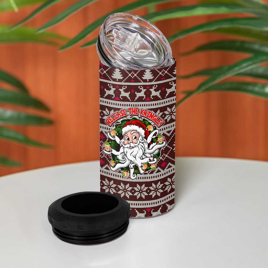 Funny Santa Claus Release The Kringle Christmas 4 in 1 Can Cooler Tumbler Xmas Holiday Patterns - Wonder Print Shop