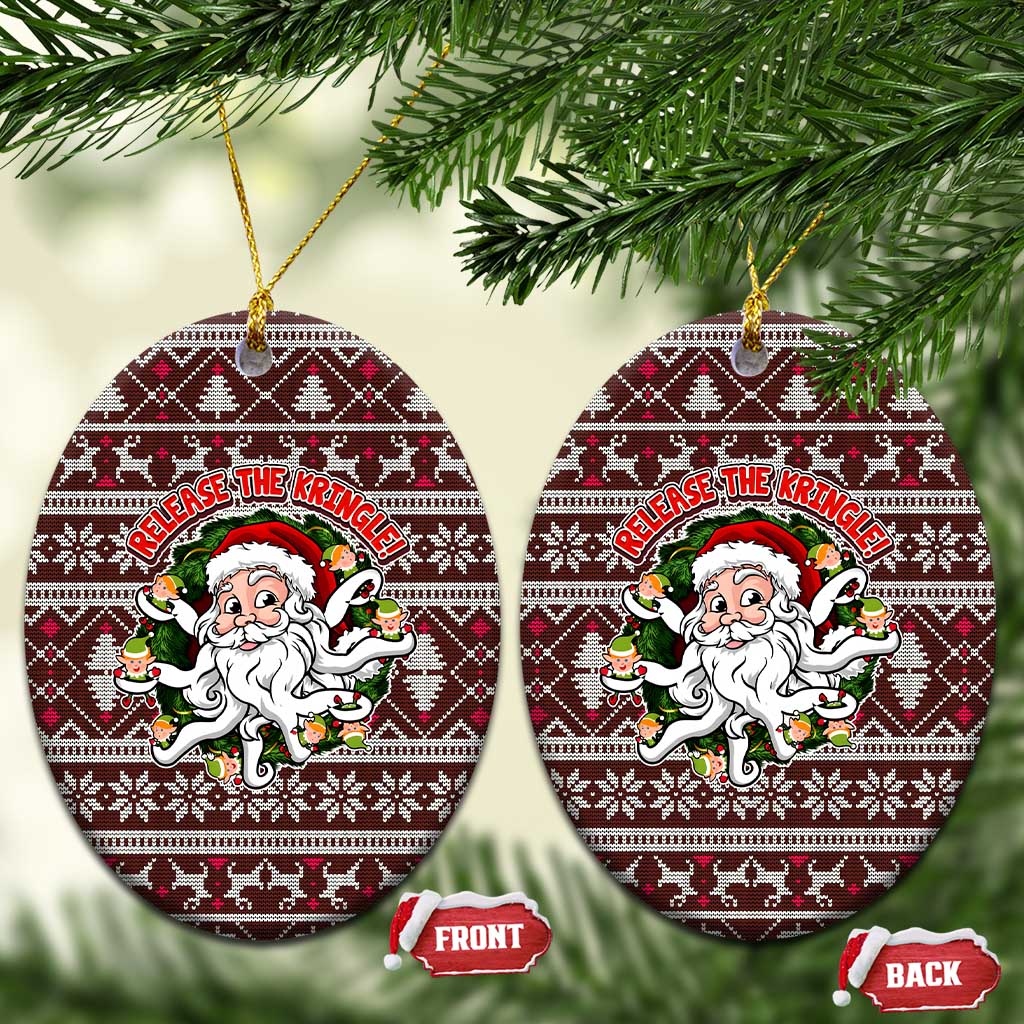 Funny Santa Claus Release The Kringle Christmas Ceramic Ornament Xmas Holiday Patterns - Wonder Print Shop