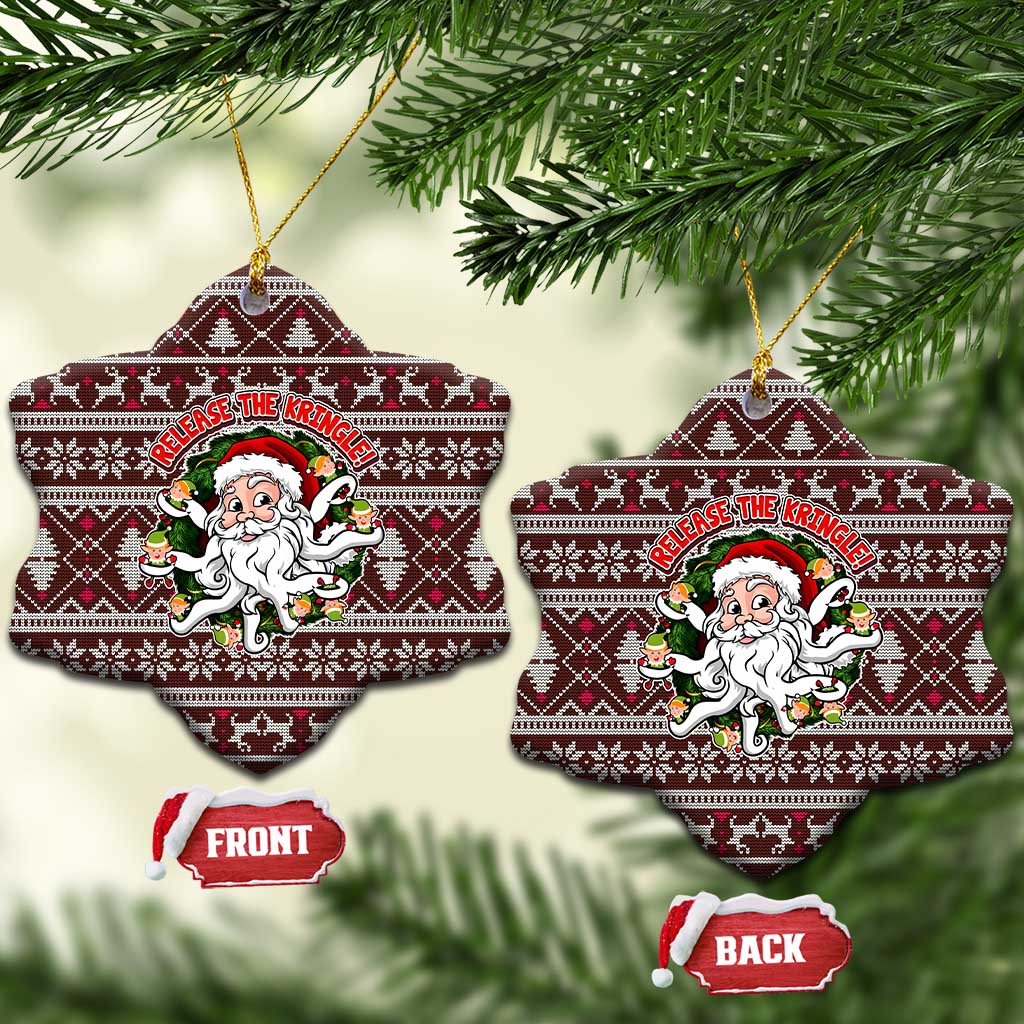 Funny Santa Claus Release The Kringle Christmas Ceramic Ornament Xmas Holiday Patterns - Wonder Print Shop