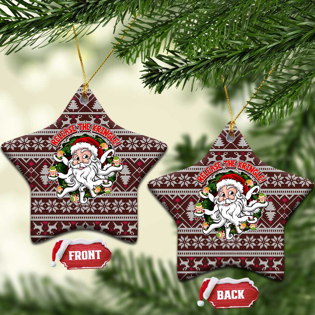 Funny Santa Claus Release The Kringle Christmas Ceramic Ornament Xmas Holiday Patterns - Wonder Print Shop