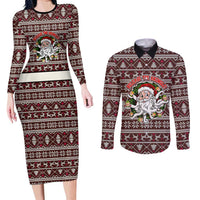 Funny Santa Claus Release The Kringle Christmas Couples Matching Long Sleeve Bodycon Dress and Long Sleeve Button Shirt Xmas Holiday Patterns - Wonder Print Shop