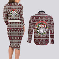 Funny Santa Claus Release The Kringle Christmas Couples Matching Long Sleeve Bodycon Dress and Long Sleeve Button Shirt Xmas Holiday Patterns - Wonder Print Shop