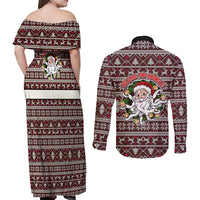 Funny Santa Claus Release The Kringle Christmas Couples Matching Off Shoulder Maxi Dress and Long Sleeve Button Shirt Xmas Holiday Patterns - Wonder Print Shop