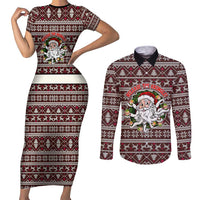 Funny Santa Claus Release The Kringle Christmas Couples Matching Short Sleeve Bodycon Dress and Long Sleeve Button Shirt Xmas Holiday Patterns - Wonder Print Shop