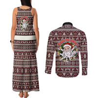Funny Santa Claus Release The Kringle Christmas Couples Matching Tank Maxi Dress and Long Sleeve Button Shirt Xmas Holiday Patterns - Wonder Print Shop