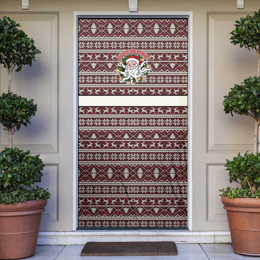 Funny Santa Claus Release The Kringle Christmas Door Cover Xmas Holiday Patterns - Wonder Print Shop