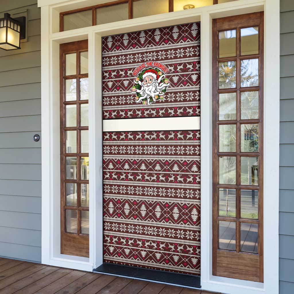 Funny Santa Claus Release The Kringle Christmas Door Cover Xmas Holiday Patterns - Wonder Print Shop