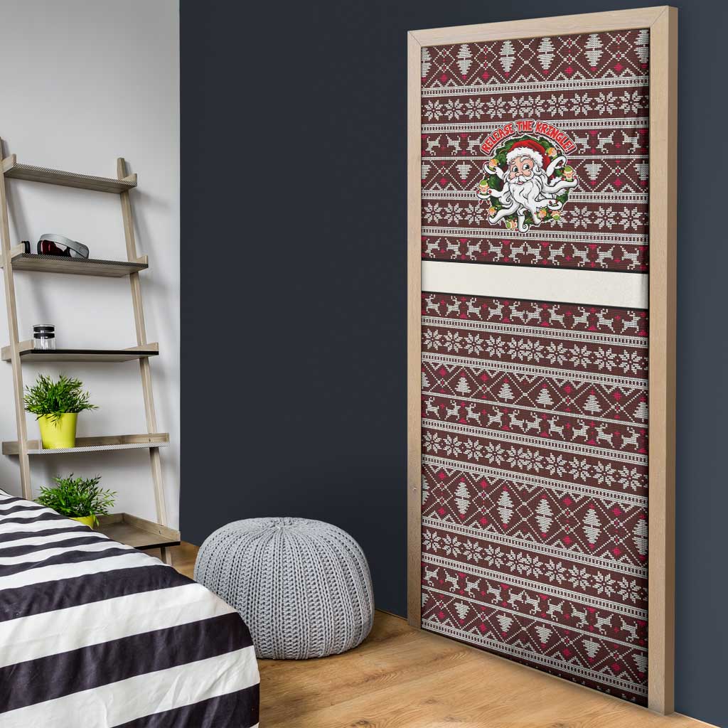 Funny Santa Claus Release The Kringle Christmas Door Cover Xmas Holiday Patterns - Wonder Print Shop