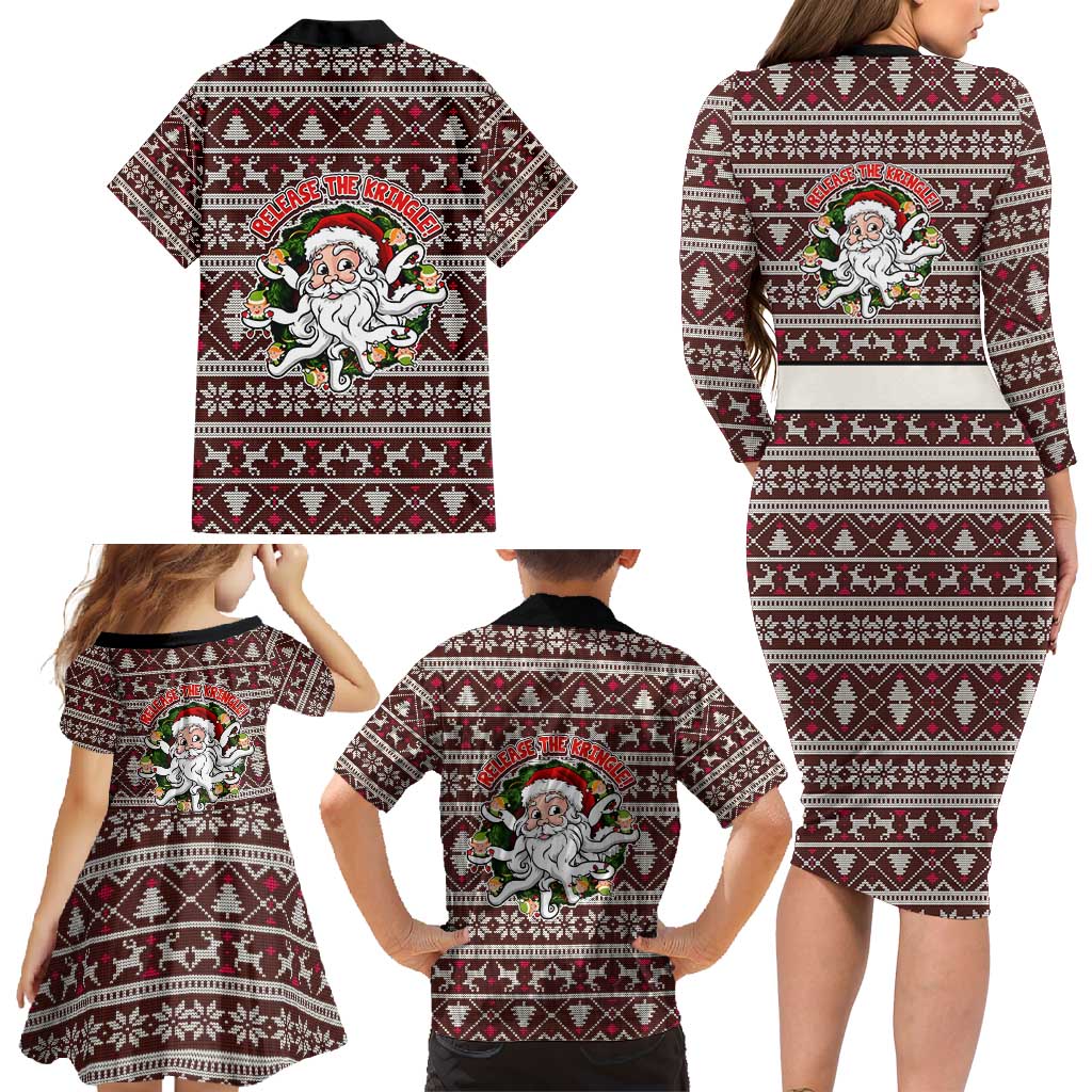 Funny Santa Claus Release The Kringle Christmas Family Matching Long Sleeve Bodycon Dress and Hawaiian Shirt Xmas Holiday Patterns - Wonder Print Shop