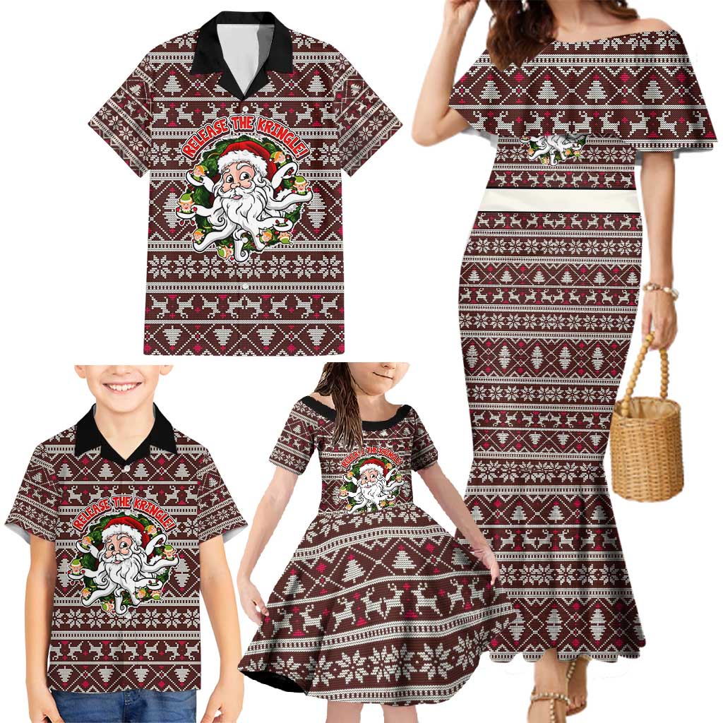 Funny Santa Claus Release The Kringle Christmas Family Matching Mermaid Dress and Hawaiian Shirt Xmas Holiday Patterns - Wonder Print Shop