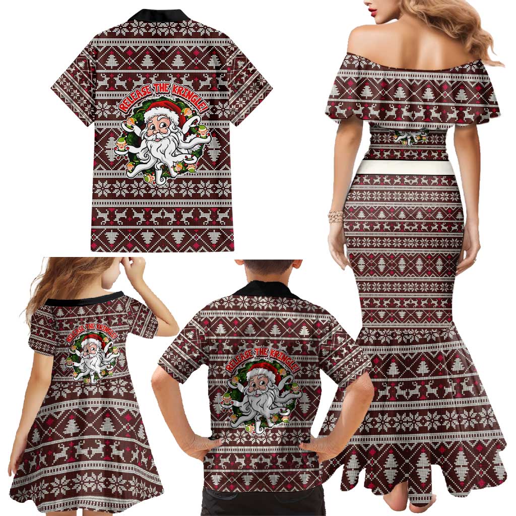 Funny Santa Claus Release The Kringle Christmas Family Matching Mermaid Dress and Hawaiian Shirt Xmas Holiday Patterns - Wonder Print Shop