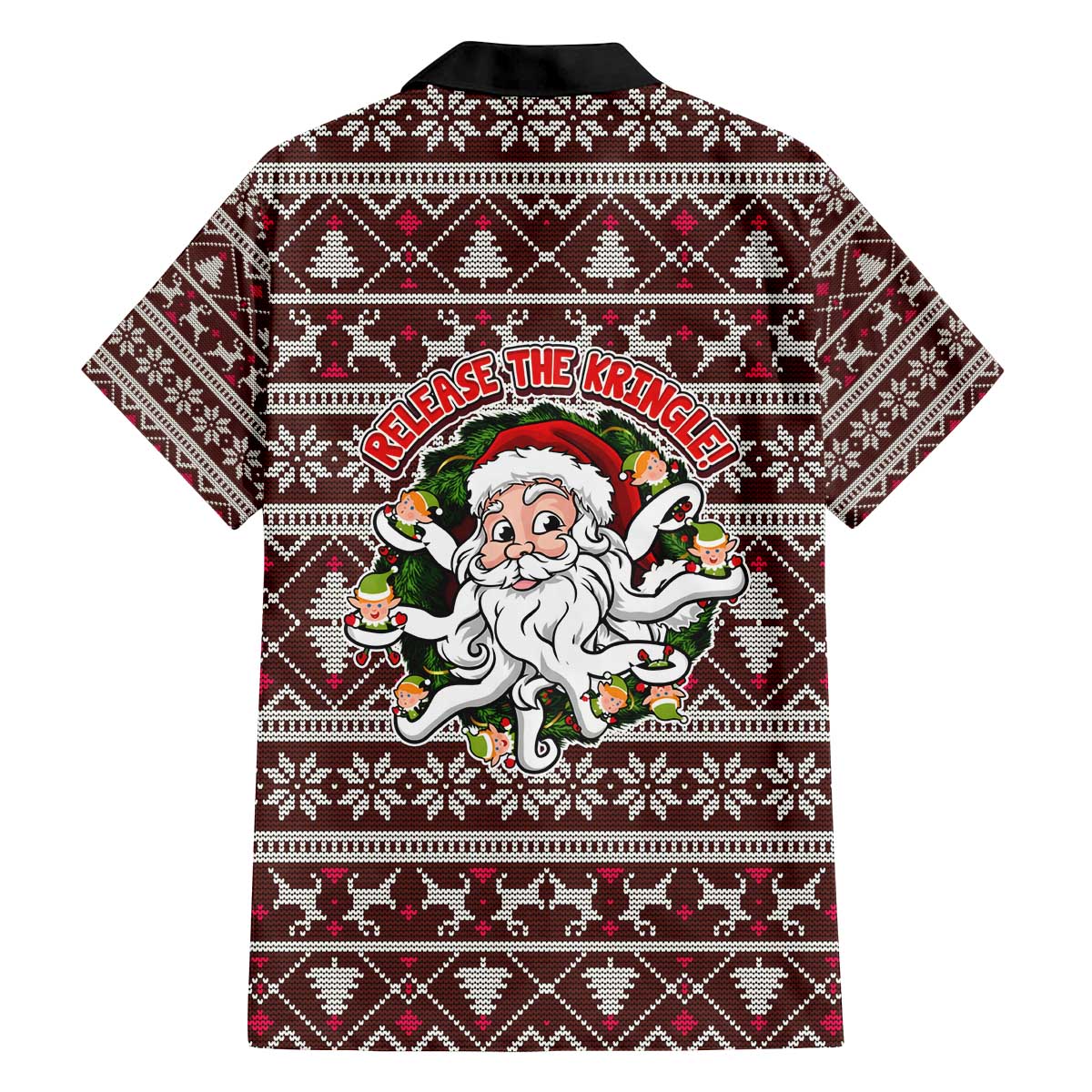 Funny Santa Claus Release The Kringle Christmas Family Matching Off The Shoulder Long Sleeve Dress and Hawaiian Shirt Xmas Holiday Patterns - Wonder Print Shop