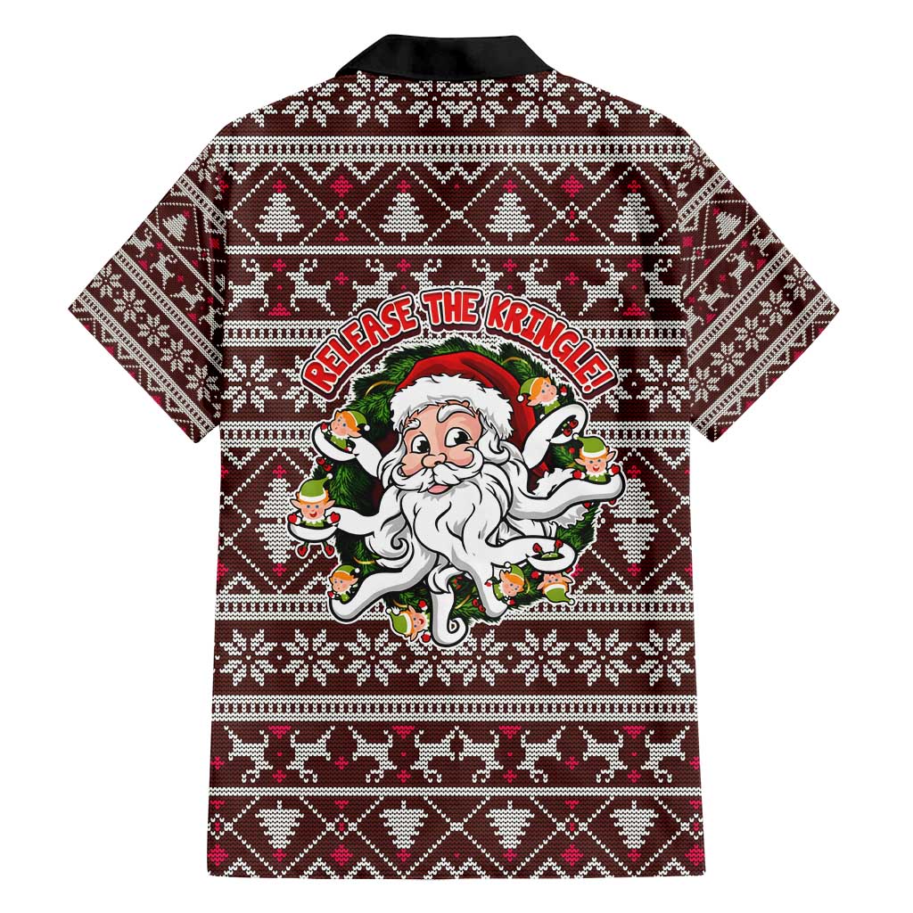 Funny Santa Claus Release The Kringle Christmas Family Matching Off Shoulder Maxi Dress and Hawaiian Shirt Xmas Holiday Patterns - Wonder Print Shop