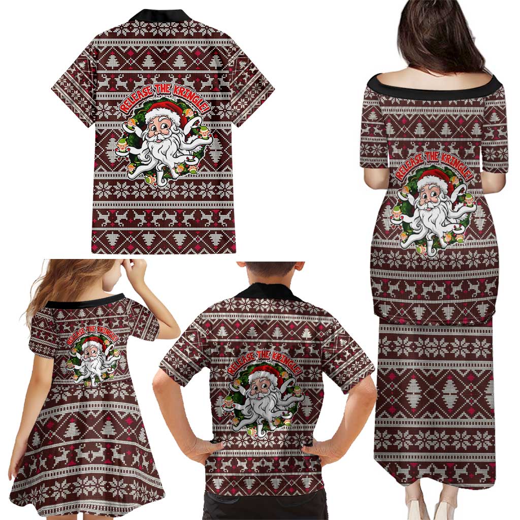 Funny Santa Claus Release The Kringle Christmas Family Matching Puletasi and Hawaiian Shirt Xmas Holiday Patterns - Wonder Print Shop
