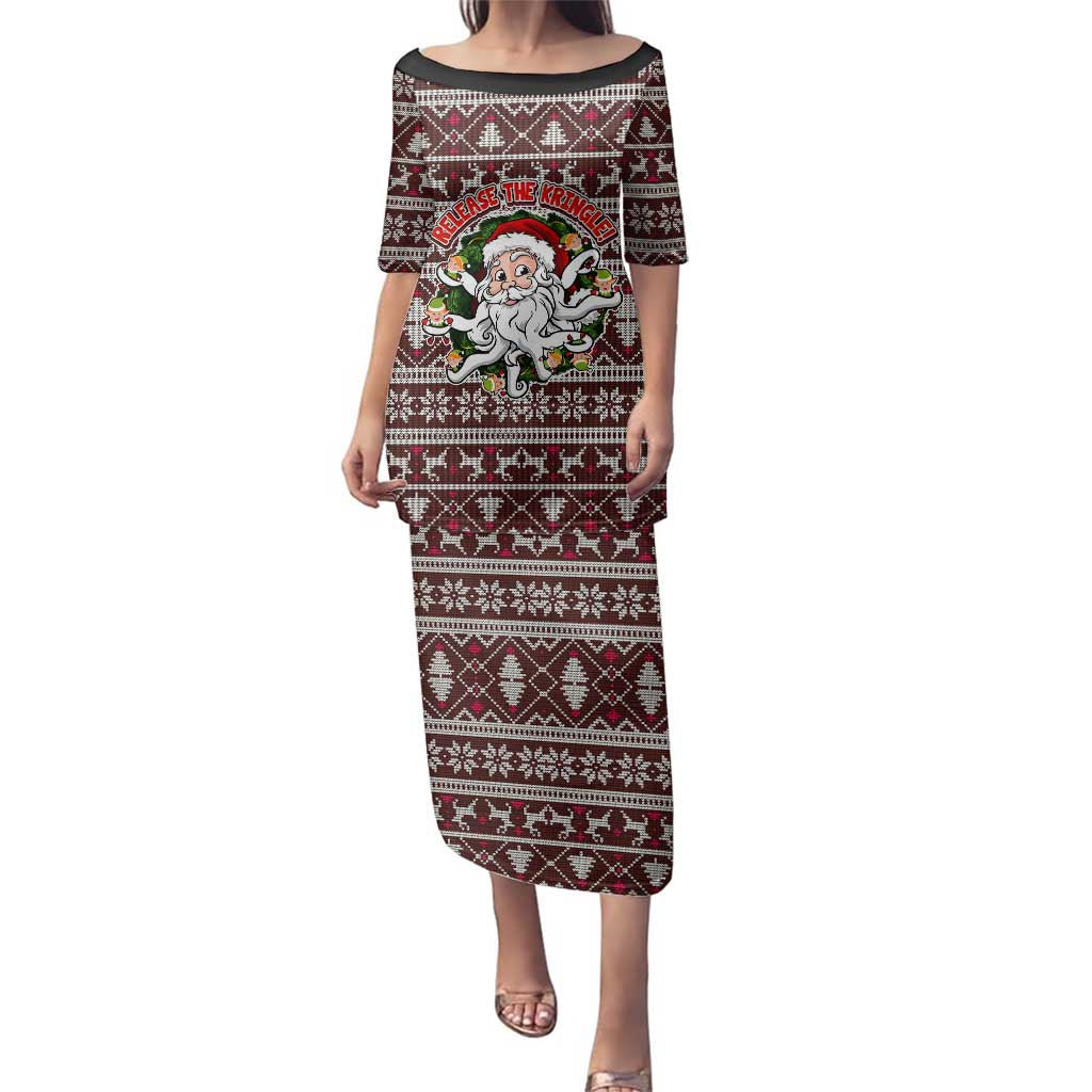 Funny Santa Claus Release The Kringle Christmas Family Matching Puletasi and Hawaiian Shirt Xmas Holiday Patterns - Wonder Print Shop