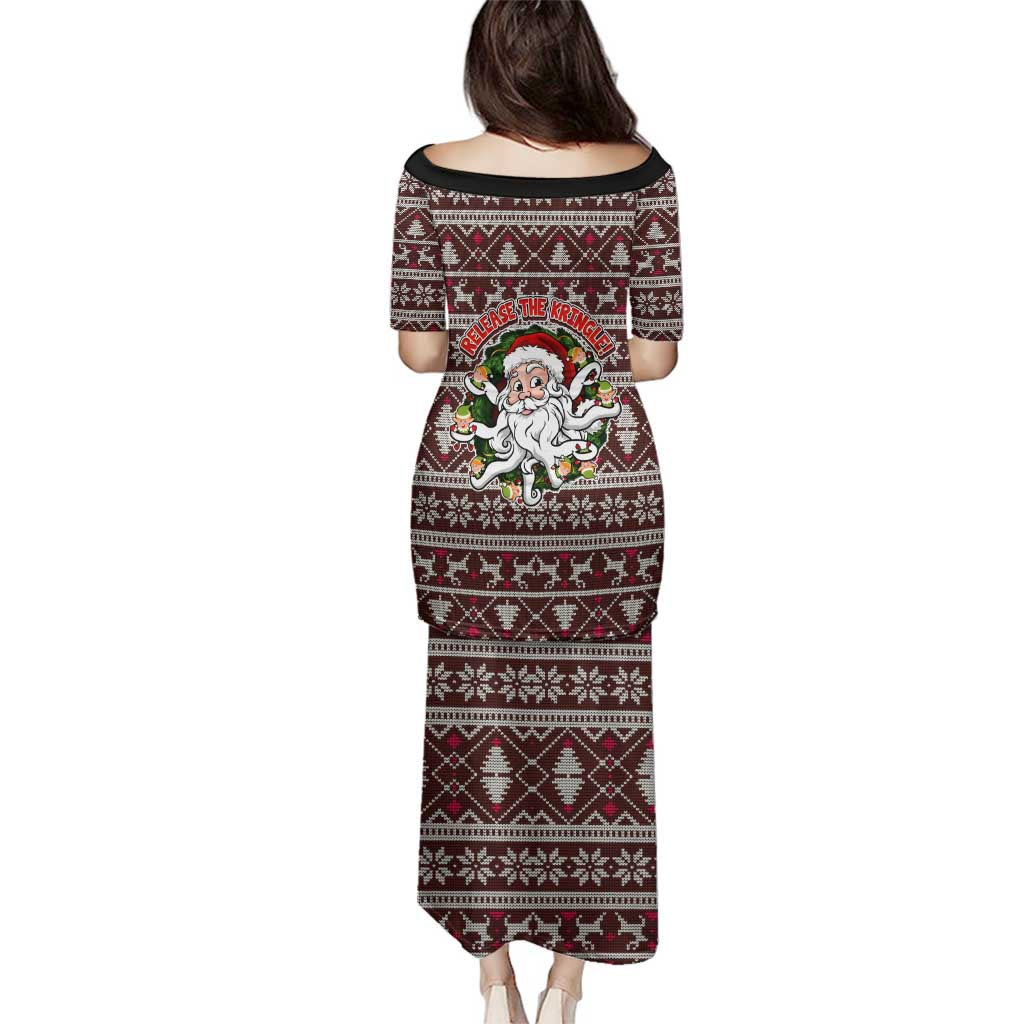 Funny Santa Claus Release The Kringle Christmas Family Matching Puletasi and Hawaiian Shirt Xmas Holiday Patterns - Wonder Print Shop