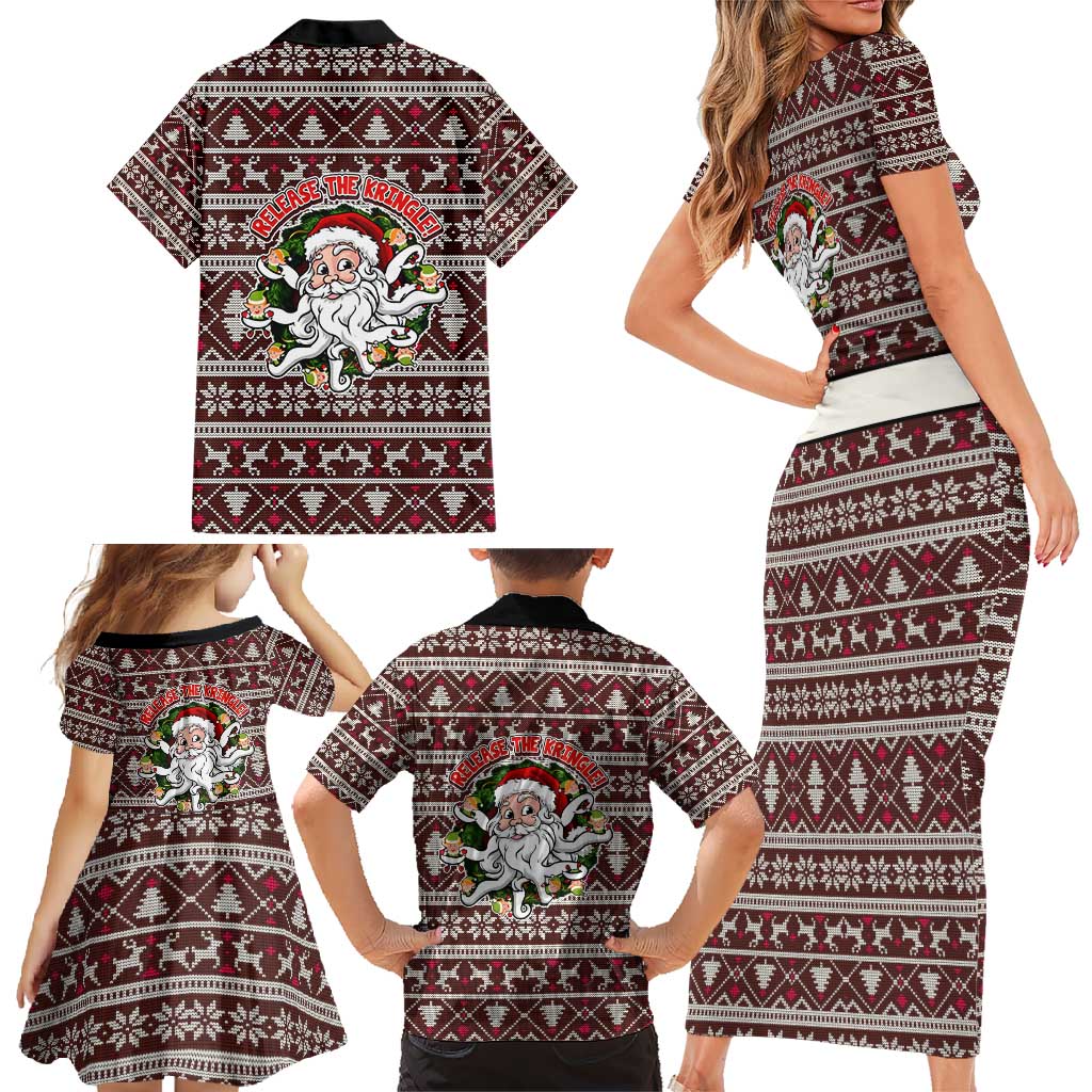 Funny Santa Claus Release The Kringle Christmas Family Matching Short Sleeve Bodycon Dress and Hawaiian Shirt Xmas Holiday Patterns - Wonder Print Shop