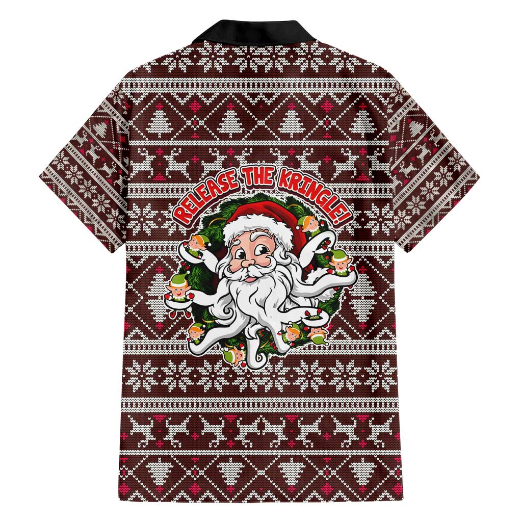 Funny Santa Claus Release The Kringle Christmas Family Matching Short Sleeve Bodycon Dress and Hawaiian Shirt Xmas Holiday Patterns - Wonder Print Shop