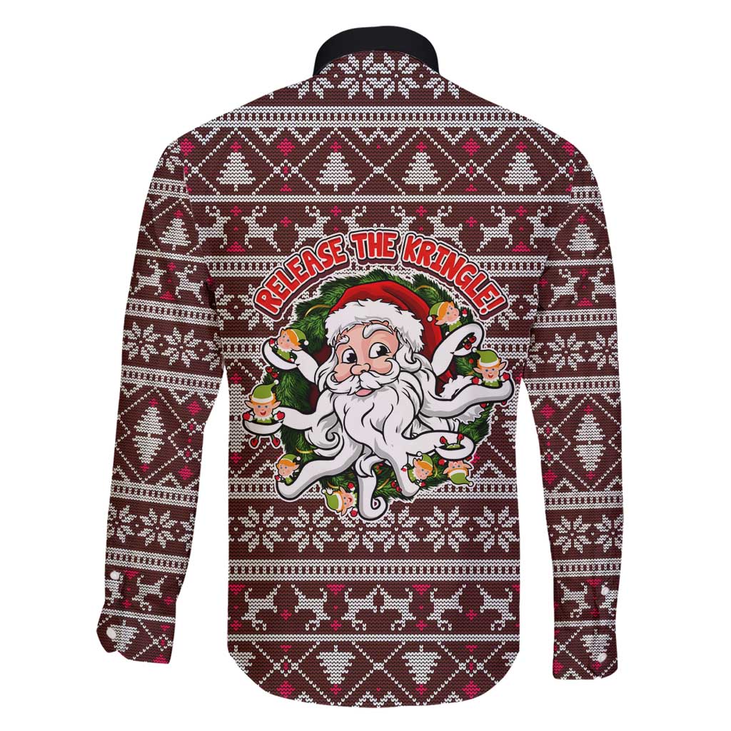 Funny Santa Claus Release The Kringle Christmas Family Matching Short Sleeve Bodycon Dress and Hawaiian Shirt Xmas Holiday Patterns - Wonder Print Shop