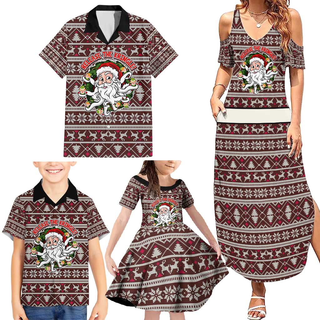 Funny Santa Claus Release The Kringle Christmas Family Matching Summer Maxi Dress and Hawaiian Shirt Xmas Holiday Patterns - Wonder Print Shop