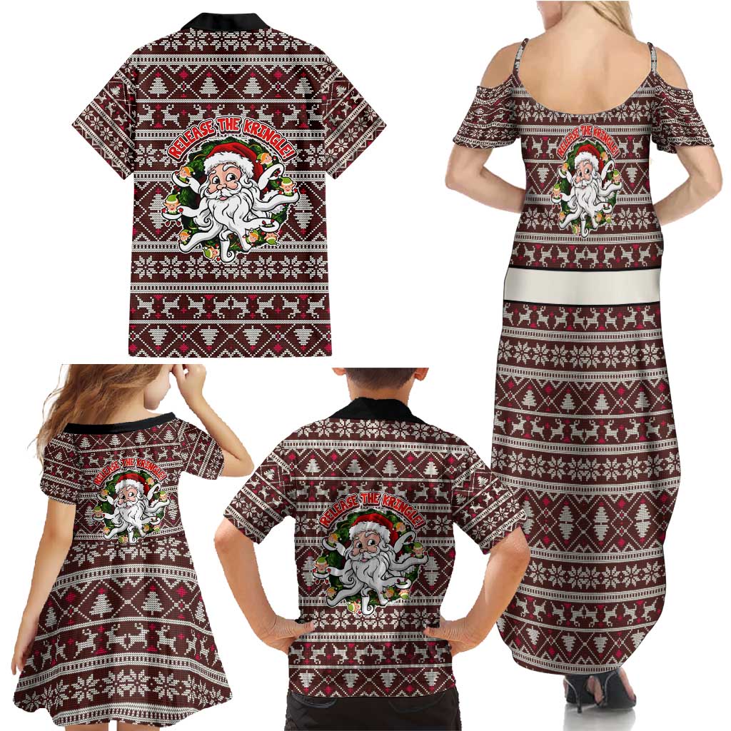 Funny Santa Claus Release The Kringle Christmas Family Matching Summer Maxi Dress and Hawaiian Shirt Xmas Holiday Patterns - Wonder Print Shop