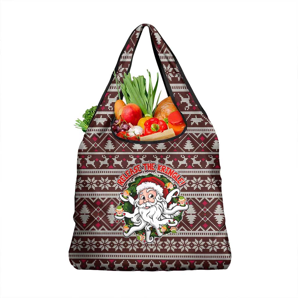 Funny Santa Claus Release The Kringle Christmas Grocery Bag Xmas Holiday Patterns - Wonder Print Shop