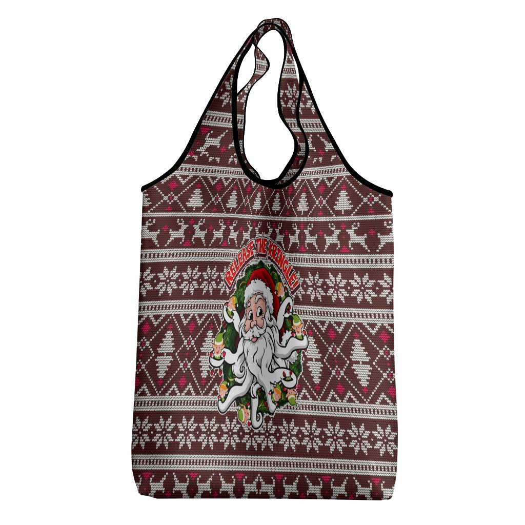Funny Santa Claus Release The Kringle Christmas Grocery Bag Xmas Holiday Patterns - Wonder Print Shop