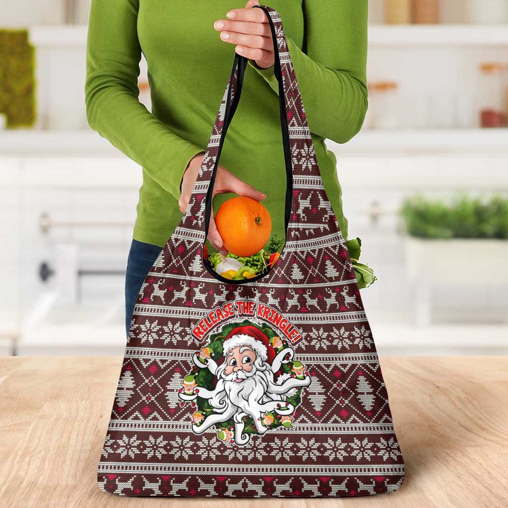 Funny Santa Claus Release The Kringle Christmas Grocery Bag Xmas Holiday Patterns - Wonder Print Shop