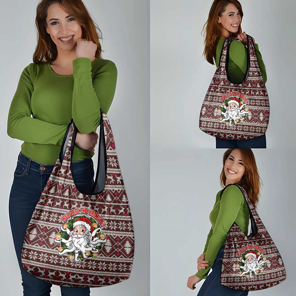 Funny Santa Claus Release The Kringle Christmas Grocery Bag Xmas Holiday Patterns - Wonder Print Shop