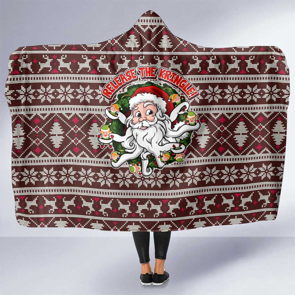 Funny Santa Claus Release The Kringle Christmas Hooded Blanket Xmas Holiday Patterns - Wonder Print Shop