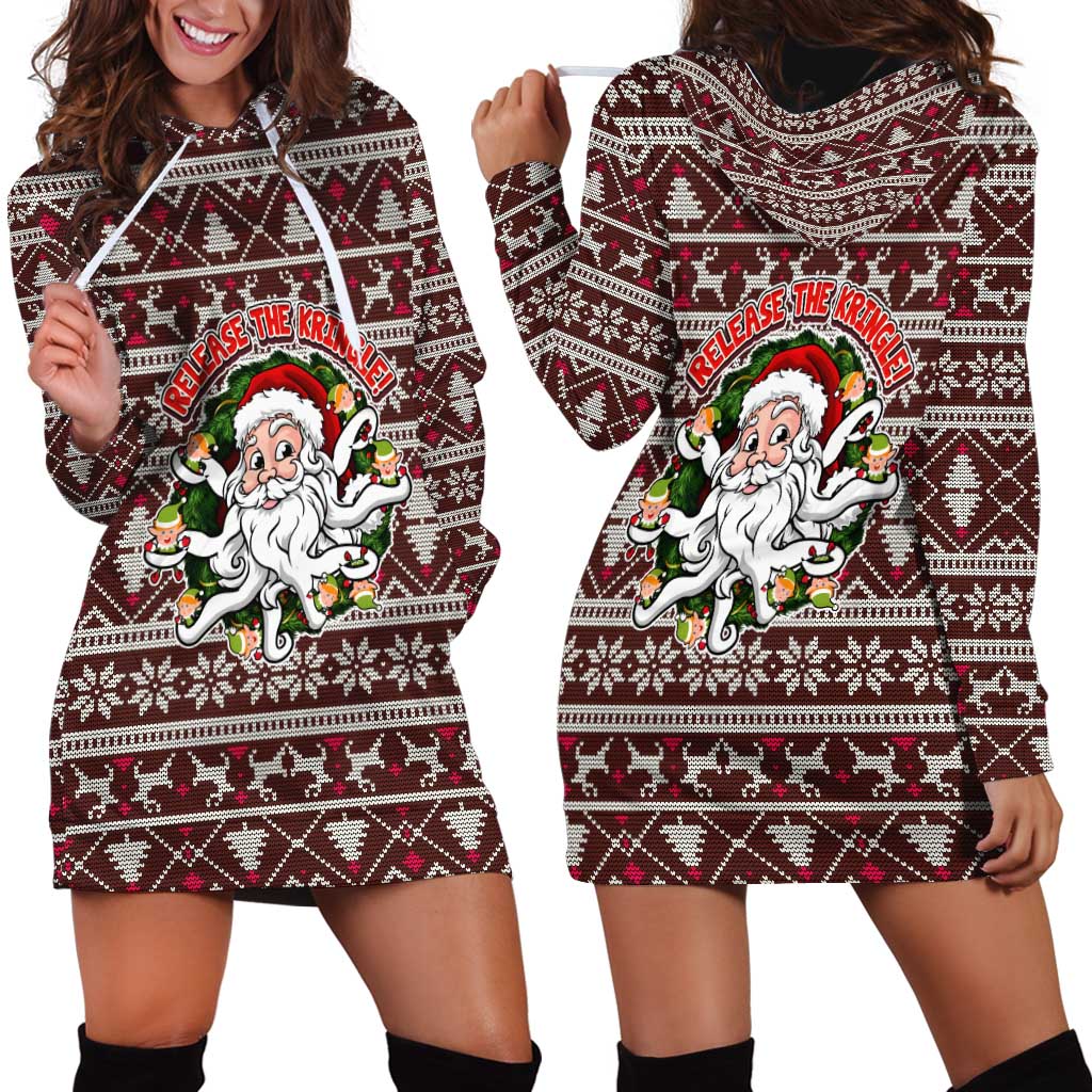 Funny Santa Claus Release The Kringle Christmas Hoodie Dress Xmas Holiday Patterns - Wonder Print Shop