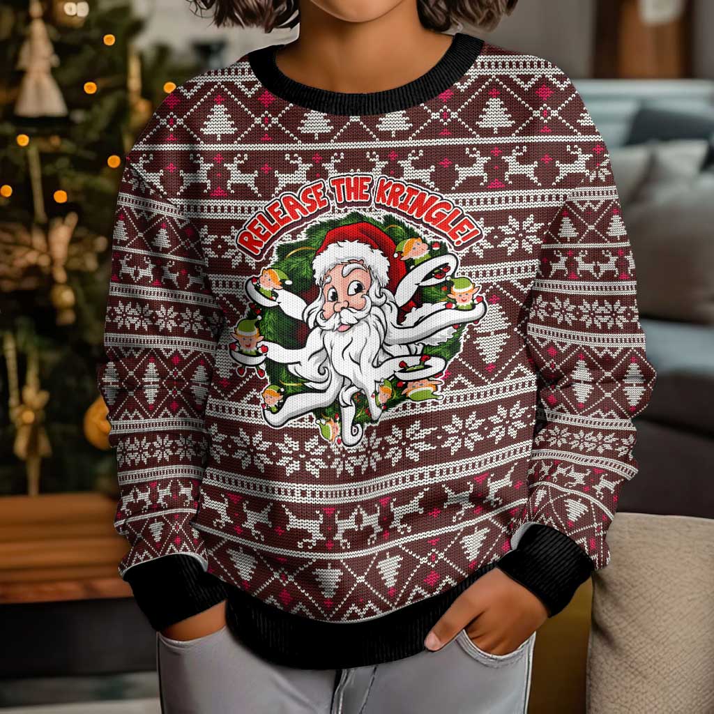 Funny Santa Claus Release The Kringle Christmas Kid Ugly Christmas Sweater Xmas Holiday Patterns - Wonder Print Shop