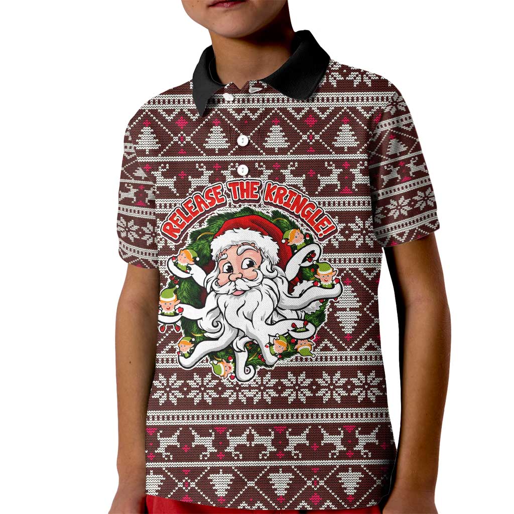Funny Santa Claus Release The Kringle Christmas Kid Polo Shirt Xmas Holiday Patterns - Wonder Print Shop