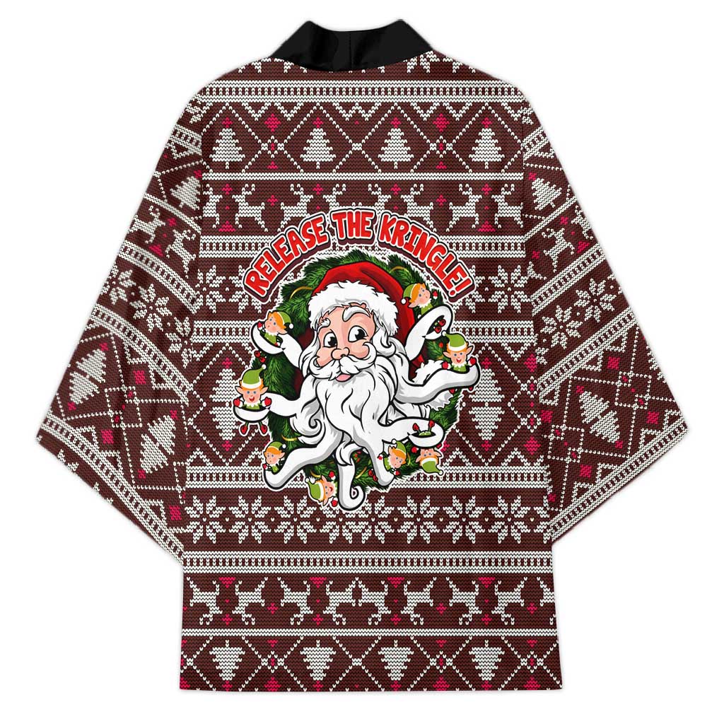 Funny Santa Claus Release The Kringle Christmas Kimono Xmas Holiday Patterns - Wonder Print Shop