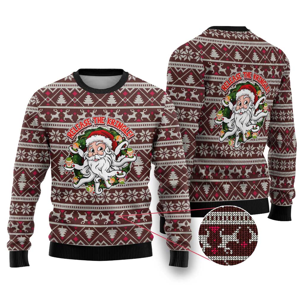 Funny Santa Claus Release The Kringle Christmas Ugly Christmas Sweater Xmas Holiday Patterns - Wonder Print Shop