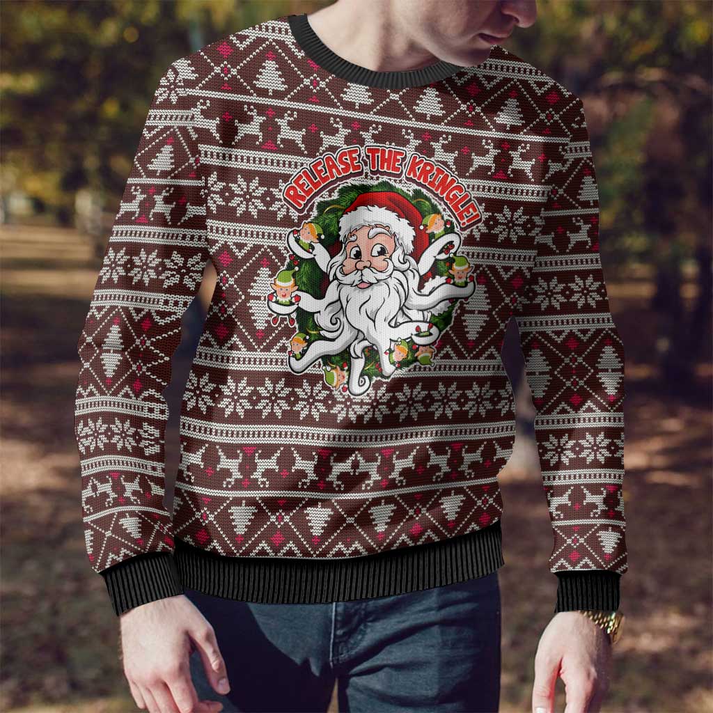 Funny Santa Claus Release The Kringle Christmas Ugly Christmas Sweater Xmas Holiday Patterns - Wonder Print Shop
