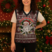 Funny Santa Claus Release The Kringle Christmas Knitted V-Neck Vest Xmas Holiday Patterns - Wonder Print Shop