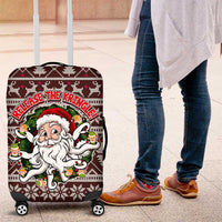 Funny Santa Claus Release The Kringle Christmas Luggage Cover Xmas Holiday Patterns - Wonder Print Shop