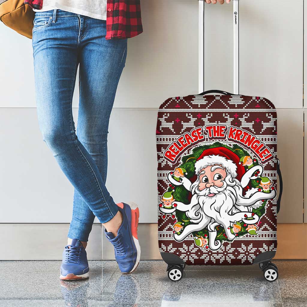 Funny Santa Claus Release The Kringle Christmas Luggage Cover Xmas Holiday Patterns - Wonder Print Shop